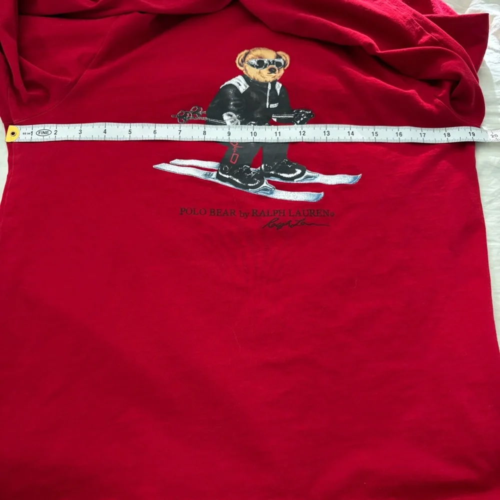 Vintage Polo Ralph Lauren Polo Alpine Ski Bear Y2K Red Long Sleeve Hood - Picture 7 of 12